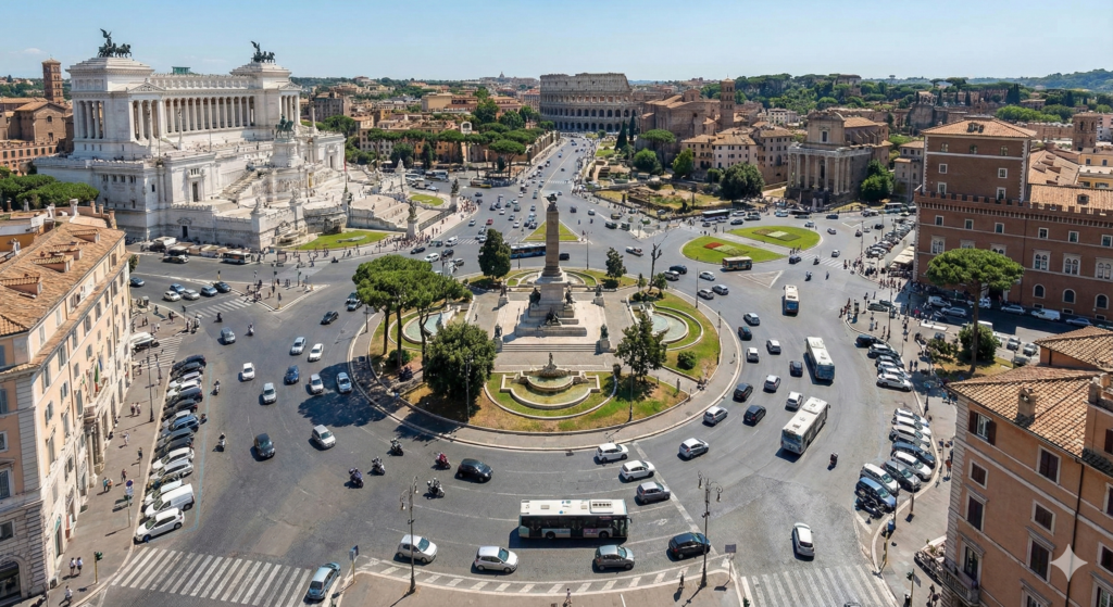 이탈리아 로마 회전교차로의 모습