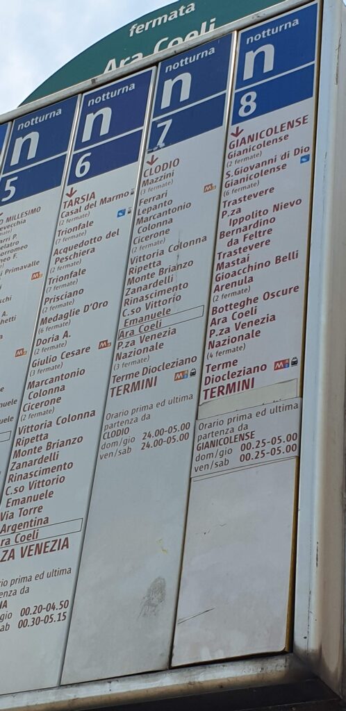 이탈리아 베네치아 바포레토, 수상버스 노선별 목적지 표지판