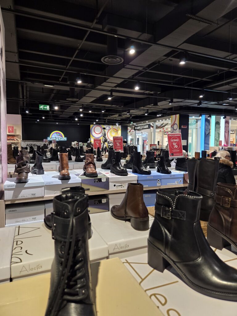 이탈리아와 한국의 사이즈를 비교해서 구매할수 있는 신발매장