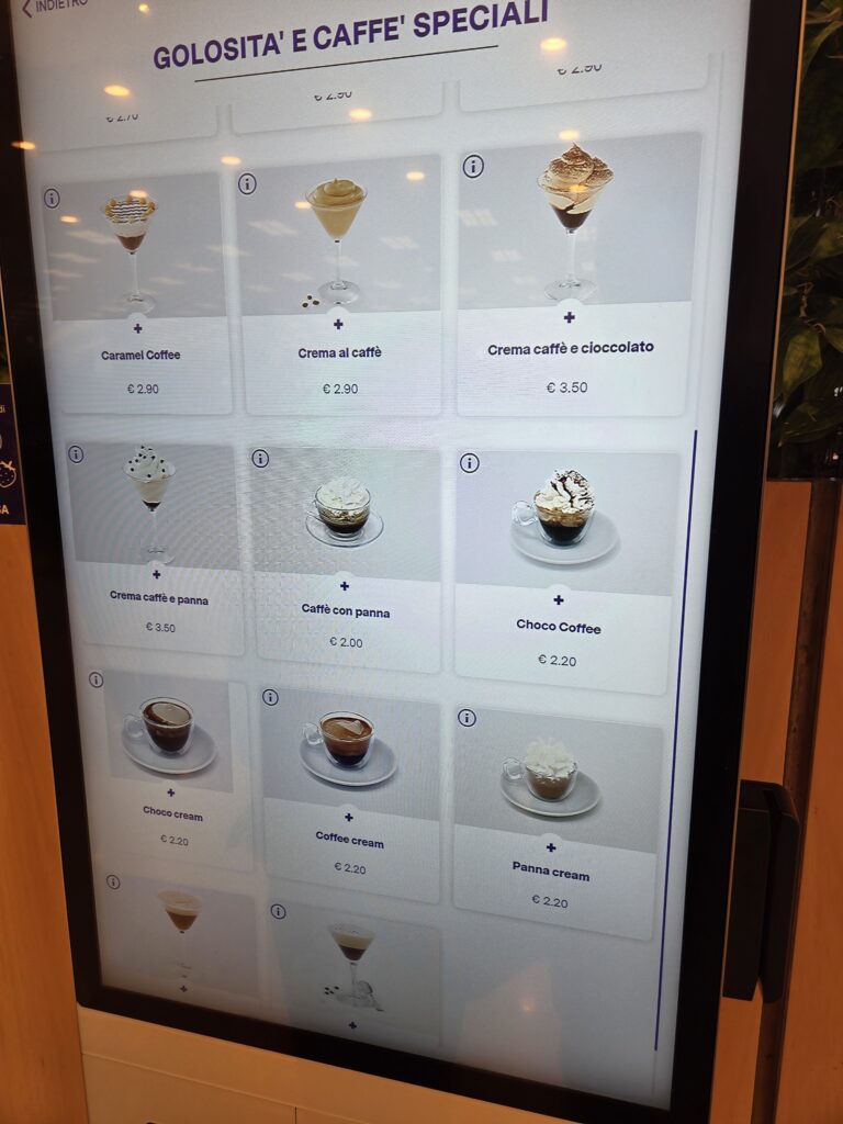 이탈리아 마트 바(카페)의 메뉴