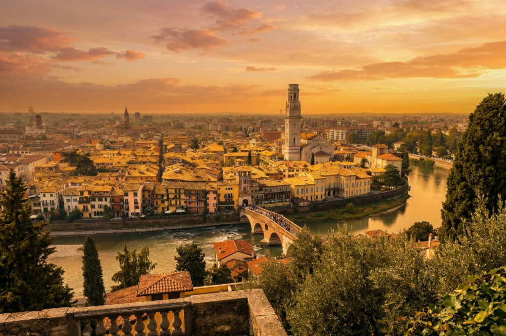 베로나 카스텔 산 피에트 노을